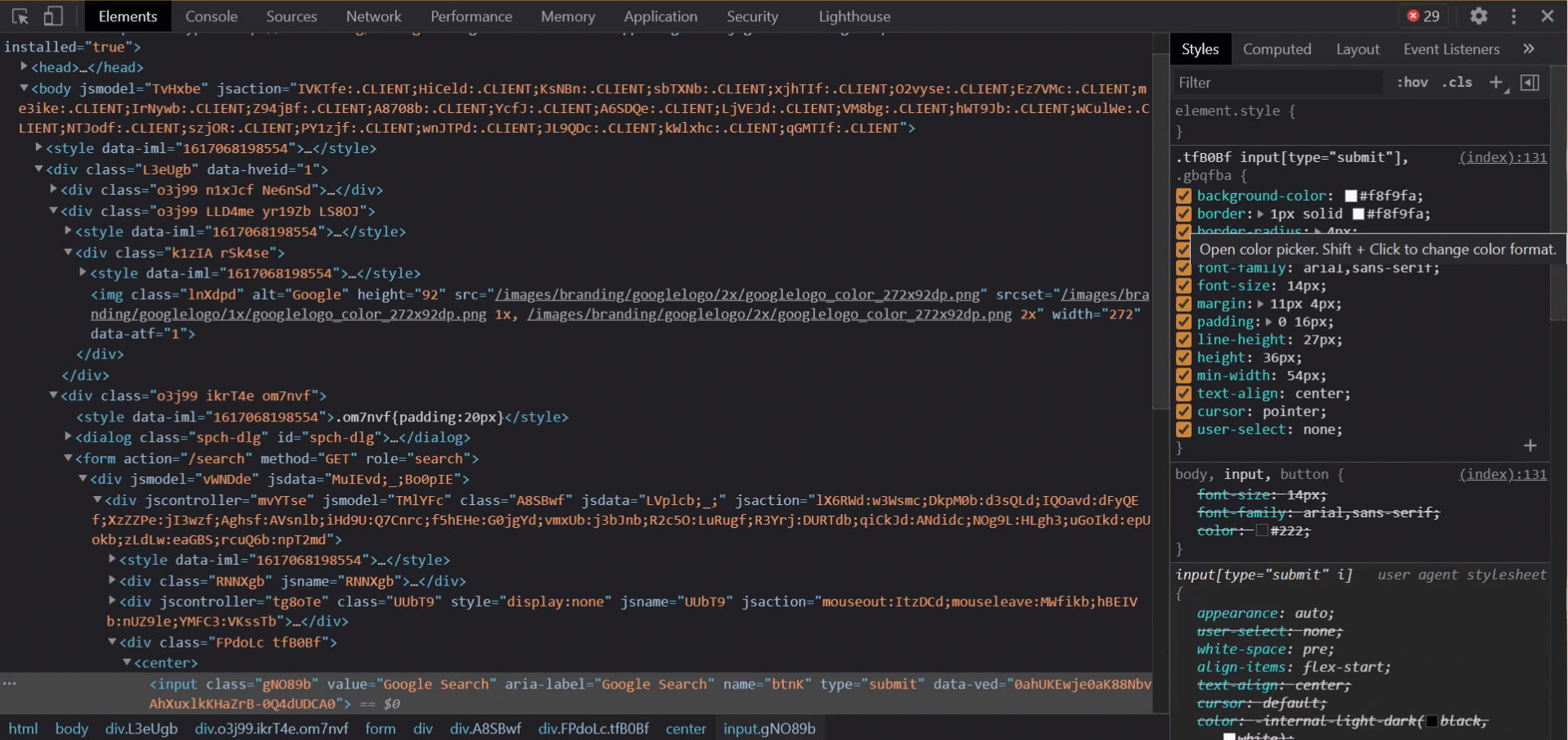 color palette picker