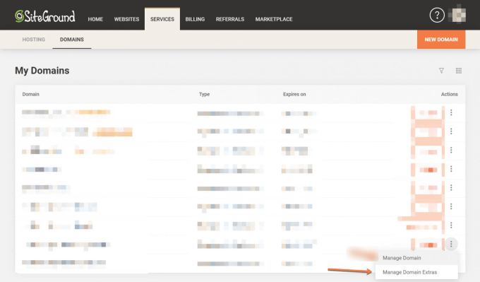 Manage Domain Extras