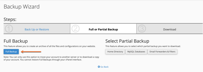 Backup Wizard Full Backup