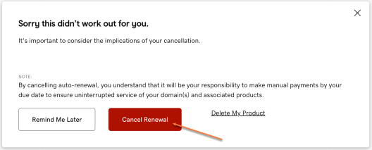 GoDaddy Cancel Renewal