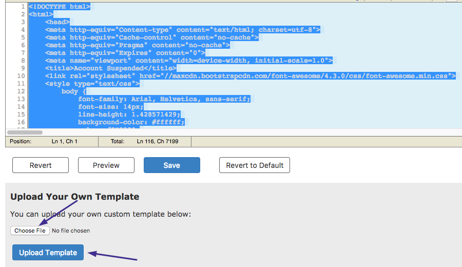 whm suspended page template