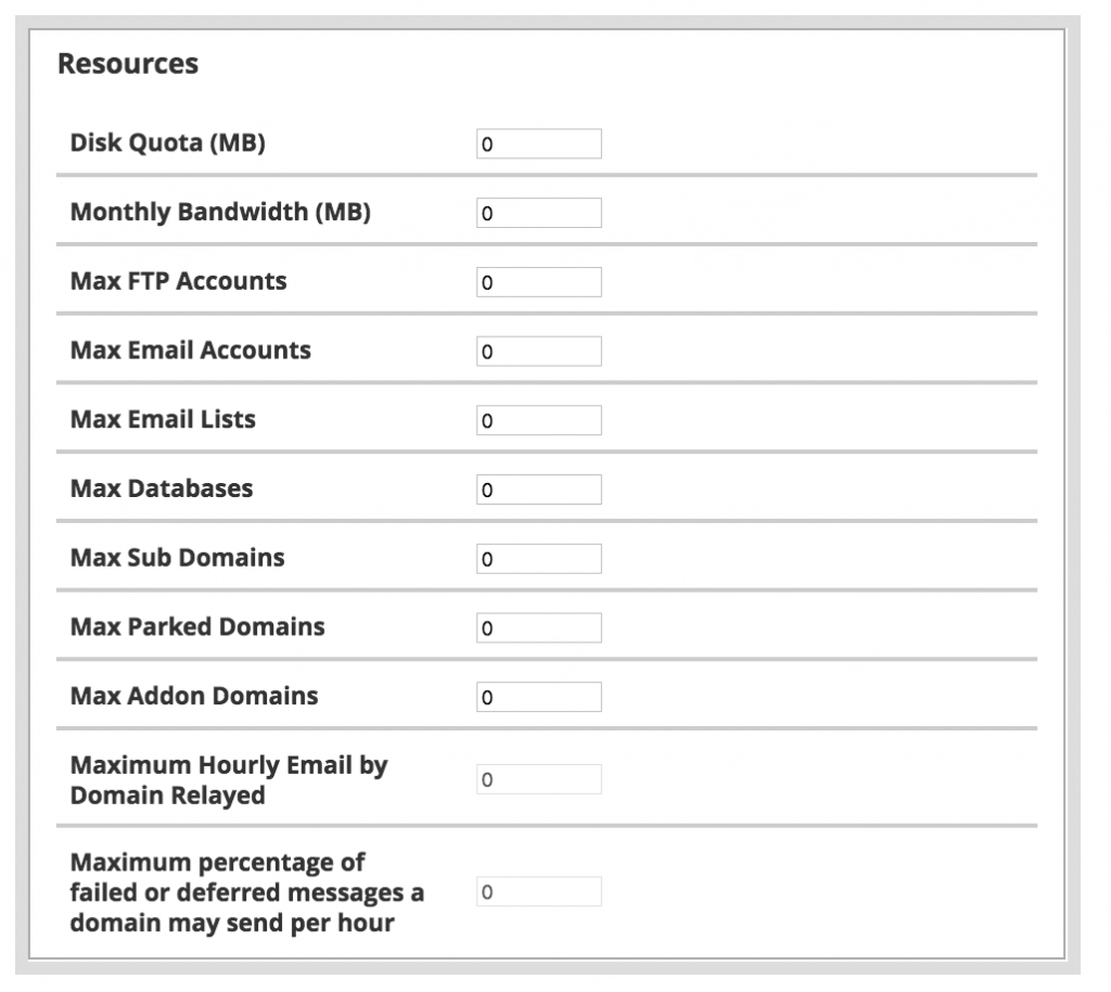 create a hosting plan whm