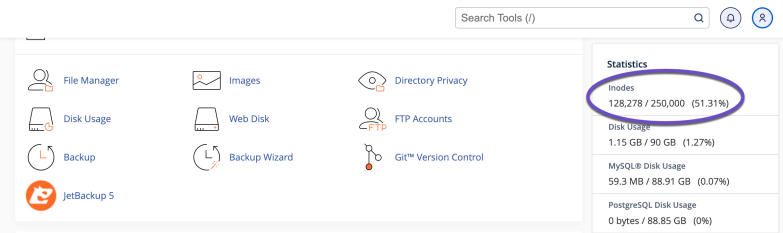 Check Inodes in cPanel