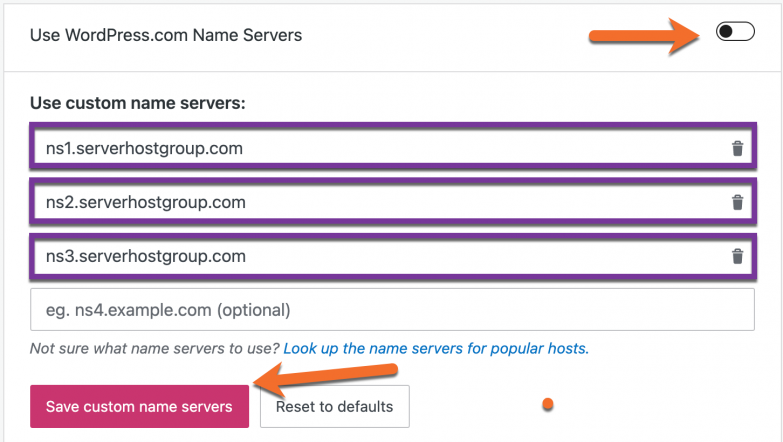 Change WordPress.com Nameservers