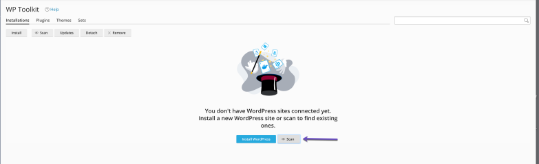 WHM > WordPress Toolkit > Scan