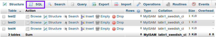 phpmyadmin sql queries